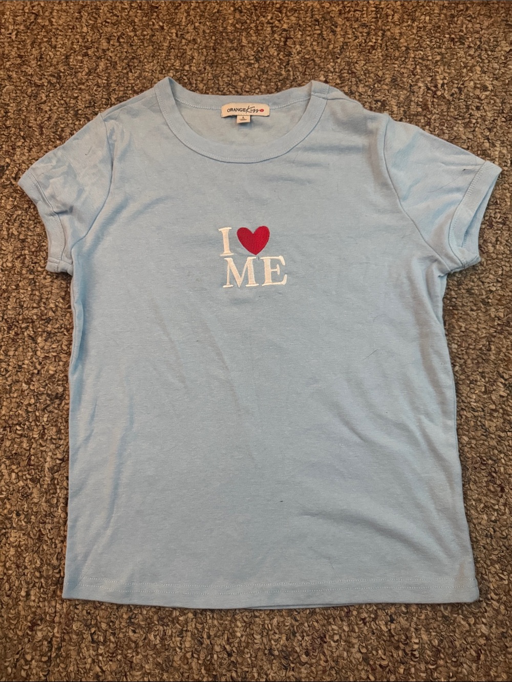 Orange Kisses Light Blue 'I ♥ ME' Short Sleeve Tee